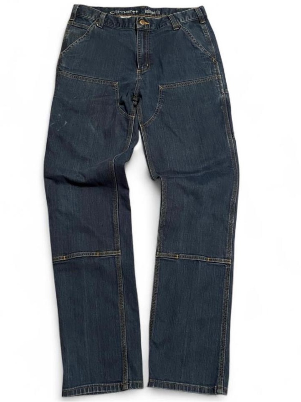 Carhartt Men’s Dark Blue Double Knee Relaxed Work Jeans